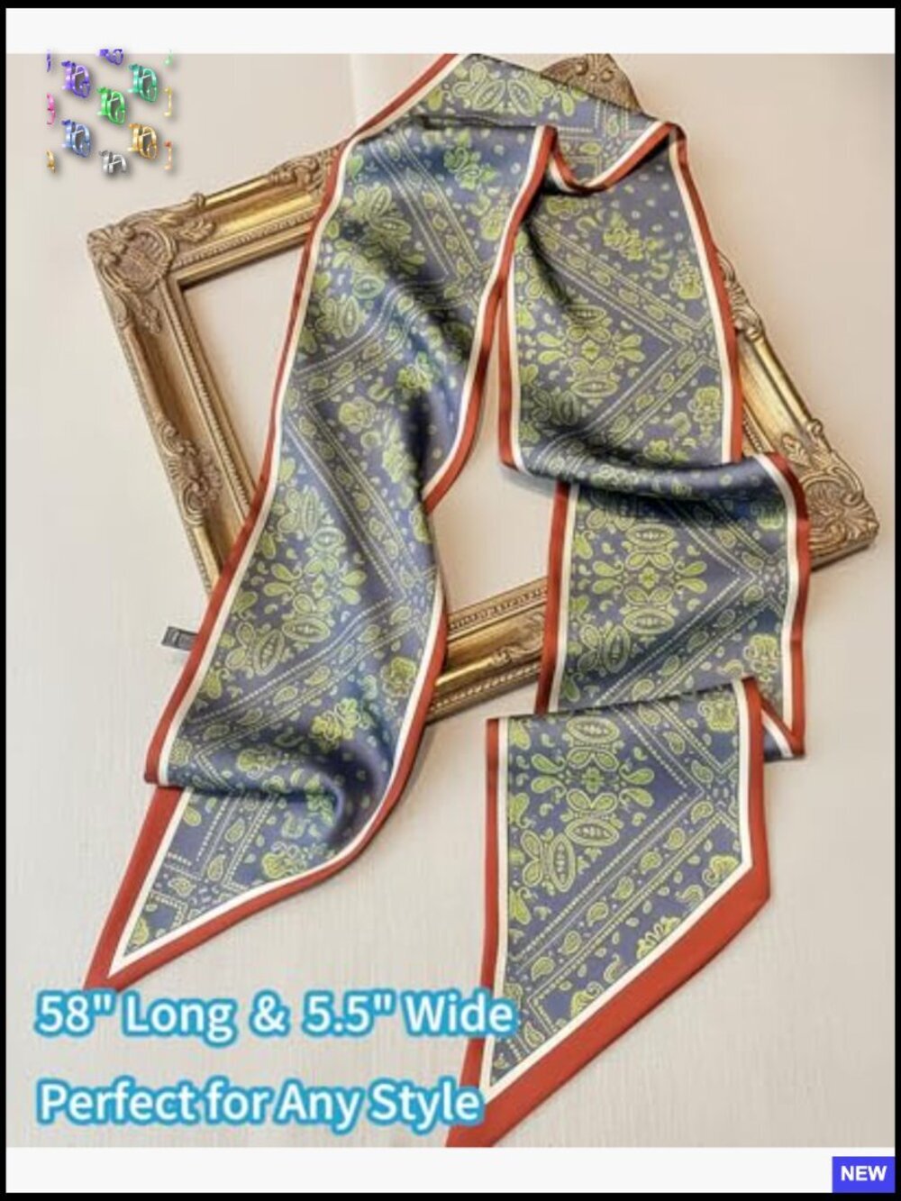 Long Skinny Scarf Luxurious Silk Feeling Versatile Accessory Elegant Chic - Picture 3 of 6